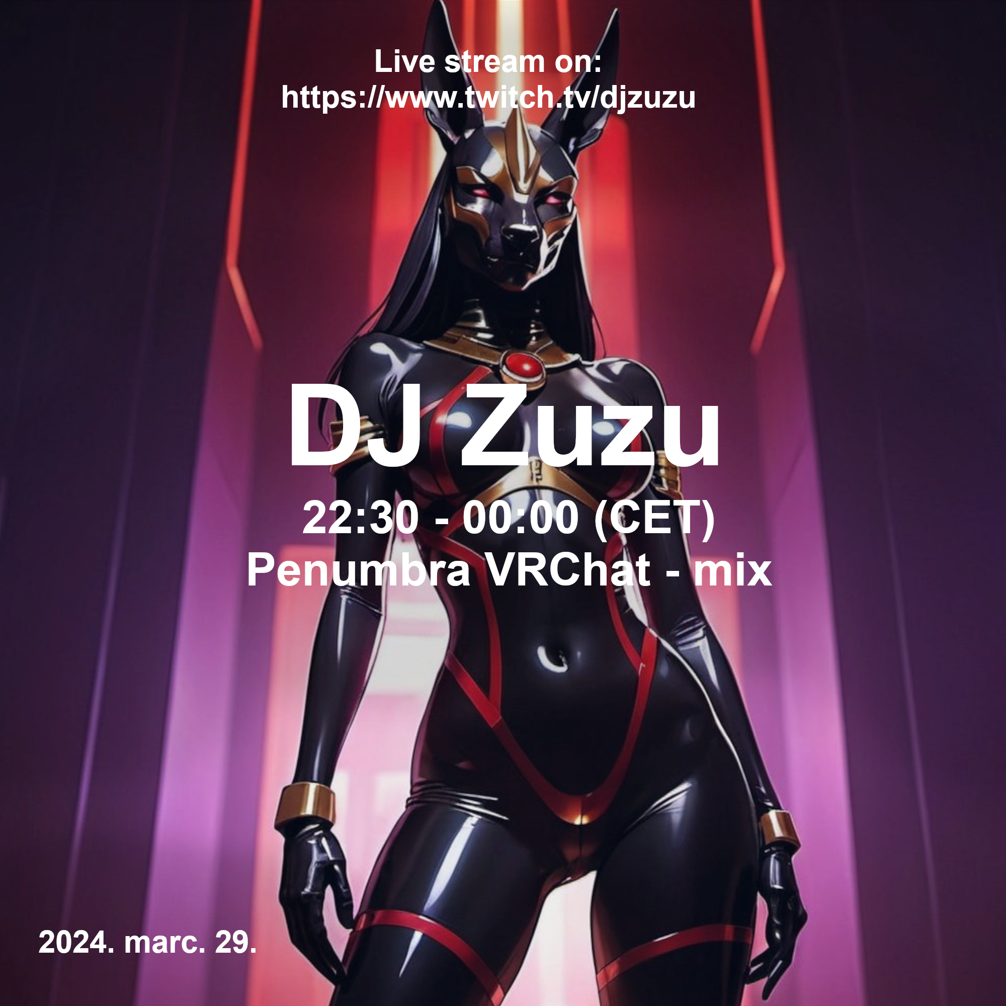 Dj Zuzu Penumbra VRChat mix event flyer 20240329